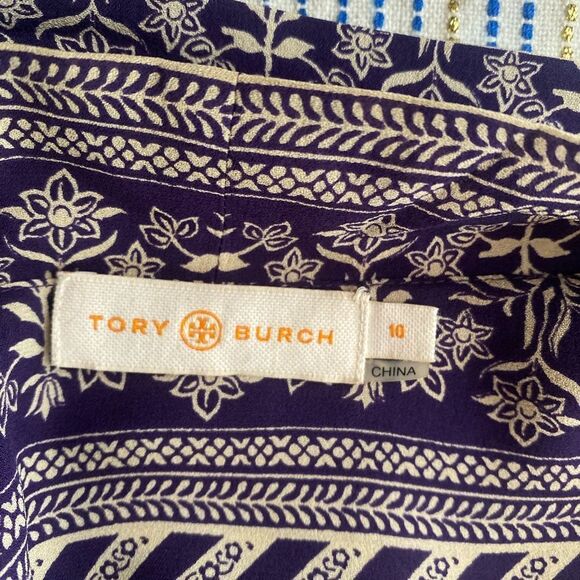 Tory Burch Bourdelle Silk Tunic Dress Purple Long Sleeve Sz 10 - Picture 9 of 15